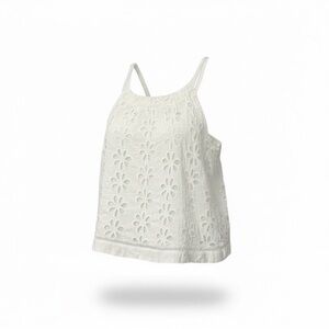 Jade Womens White Coastal Cowgirl Boho Embroidered Flower Tank Top Sz XL